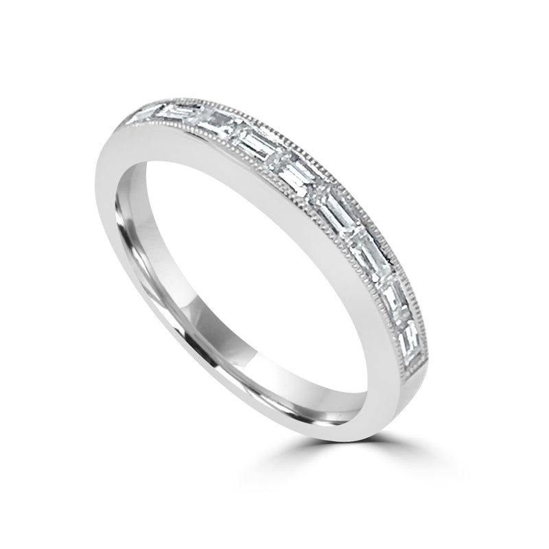 Circle of the Sun Diamond Baguette Ring, 14K White Gold